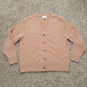Aritzia Wilfred 100% Cashmere Cardigan Sweater Beige Camel V-neck Size Small